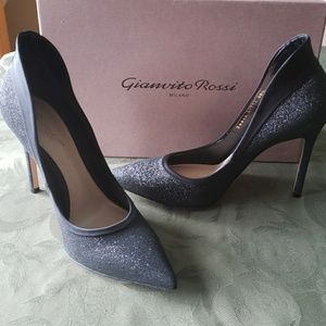 Gianvito Rossi satin collar sparkling stilettos
